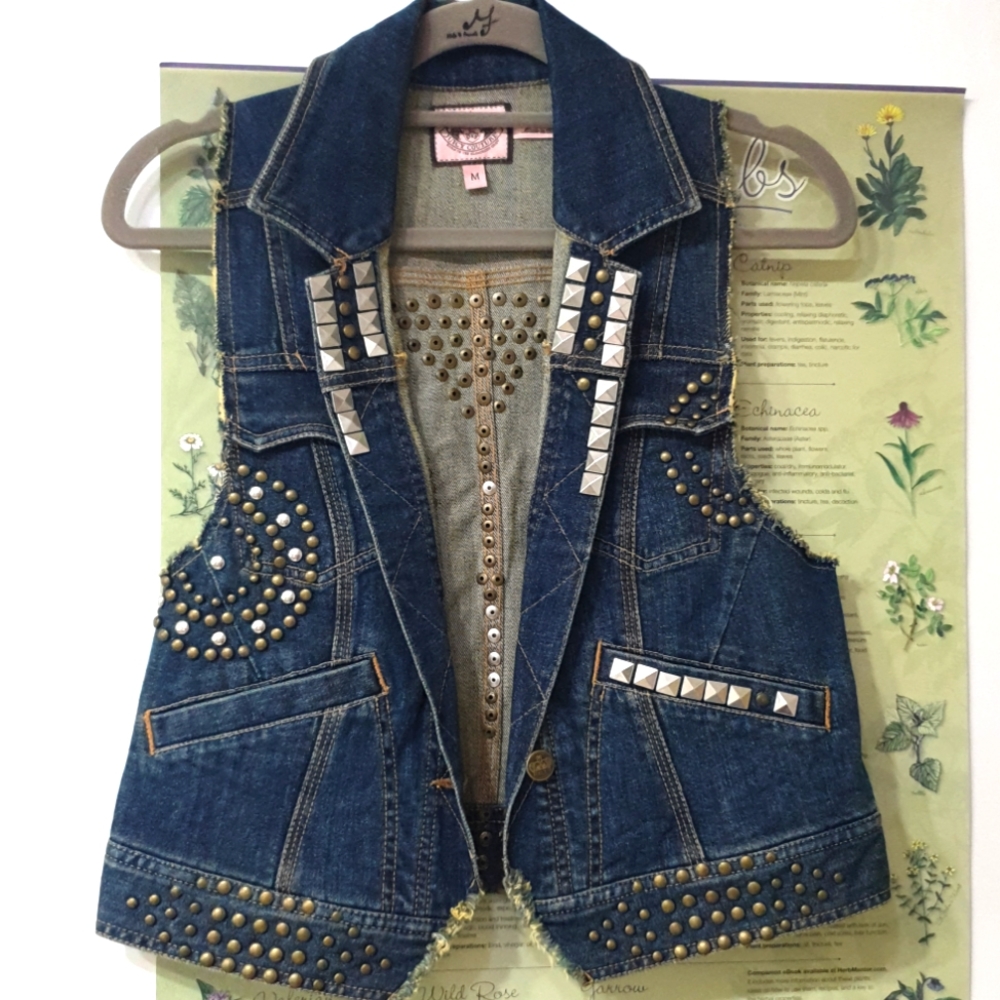 RARE Juicy Couture stdded denim vest M